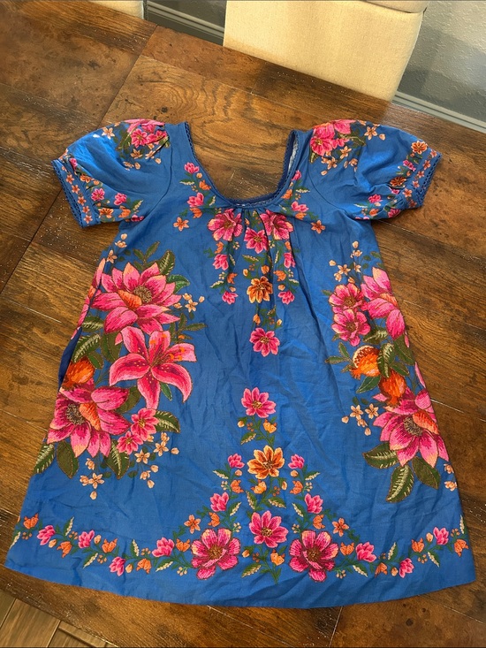 Farm Rio Dresses & Skirts - FARM Rio Royal Blue Floral Mini Dress with Pink & Orange Blooms